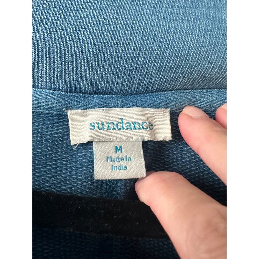 Sundance M Blue Lace Up Embroidered Sleeve Tunic Sweater Sweatshirt Catalog D60 - Picture 3 of 7